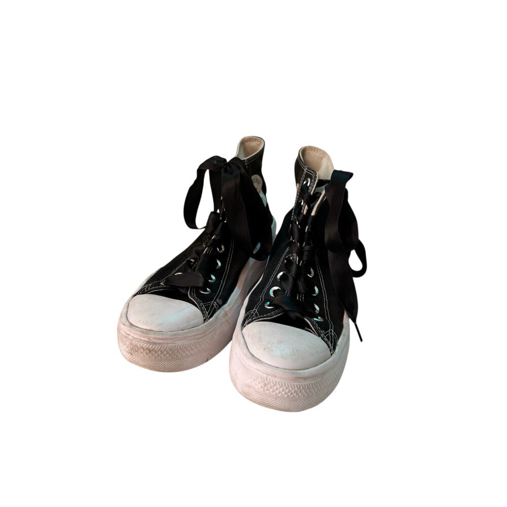 Converse‎ Chuck Taylor All Star Lift Platform Bows Satin Black Size 9 EUC